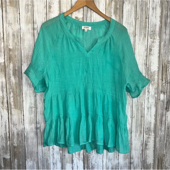 Umgee Tops - Umgee Blue Green Dye Blouse